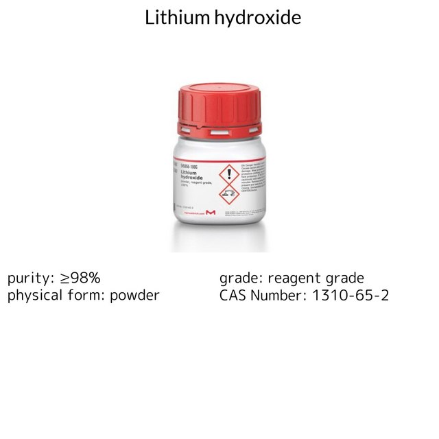 Lithium hydroxide powder, reagent grade, ≥98%