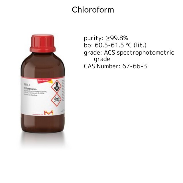 Chloroform ACS spectrophotometric grade, ≥99.8%, contains 0.5-1.0% ethanol as stabilizer