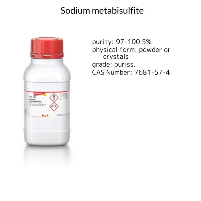Sodium metabisulfite puriss., meets analytical specification of Ph. Eur., BP, NF, FCC, E223, dry, 97-100.5%