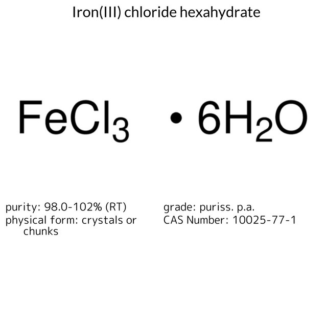 Iron(III) chloride hexahydrate puriss. p.a., ACS reagent, crystallized, 98.0-102% (RT)