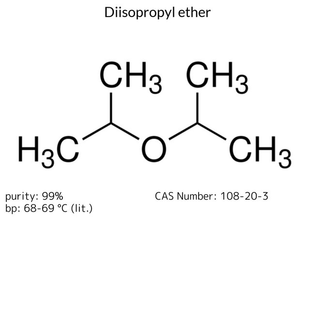 Diisopropyl ether ReagentPlus®, 99%, contains either BHT or hydroquinone as stabilizer