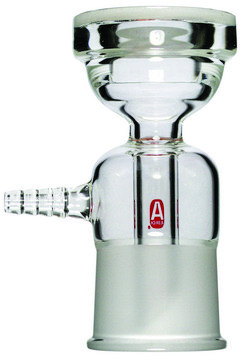 Vacuum filtration assembly funnel stems glass membrane (support), membrane diam. 47 mm, connector for 40/35 joint (fritted glass support with side arm)