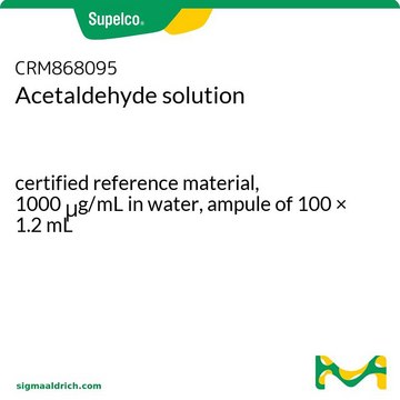 Acetaldehyde solution certified reference material, 1000 μg/mL in water, ampule of 100 × 1.2 mL